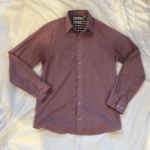 Tailored Slim Fit Men's Red Checkered Dress Shirt